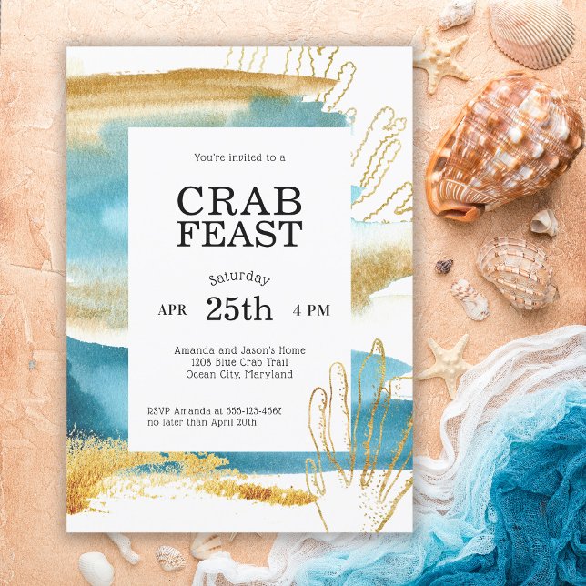 Invitation Fête du crabe côtier moderne (Créateur téléchargé)