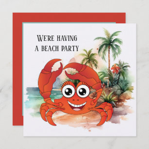 Invitation fête du crabe de plage mignon