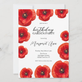 Invitation Fête du Jardin d'Anniversaire du Poppy Rouge moder