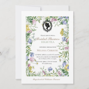 Invitation fête du jardin de thé haut, belle douce pastel inv