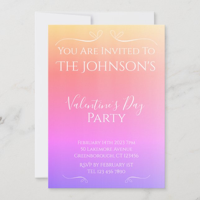 Invitation Fête du Jour de l'Ombre Valentines de Pink moderne (Devant)