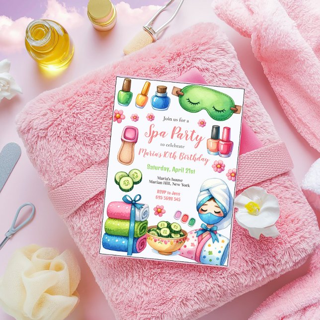 Invitation Fête du jour spa qui se délecte fête d'anniversair (Créateur téléchargé)