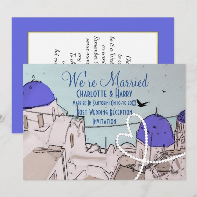 Invitation Fête du Mariage de la Poste de Santorin (Devant / Derrière)