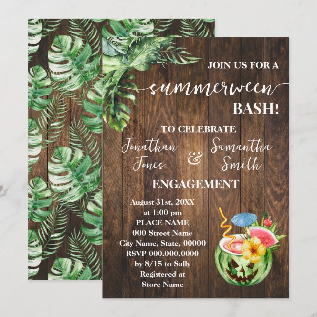 Invitation Fête du Mariage Fiançailles d'Summerween (Devant / Derrière)