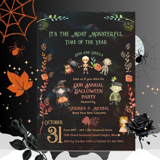 Invitation Fête du Monstre Costume d'Halloween (Annual Halloween Costume Monster Party Invitation)