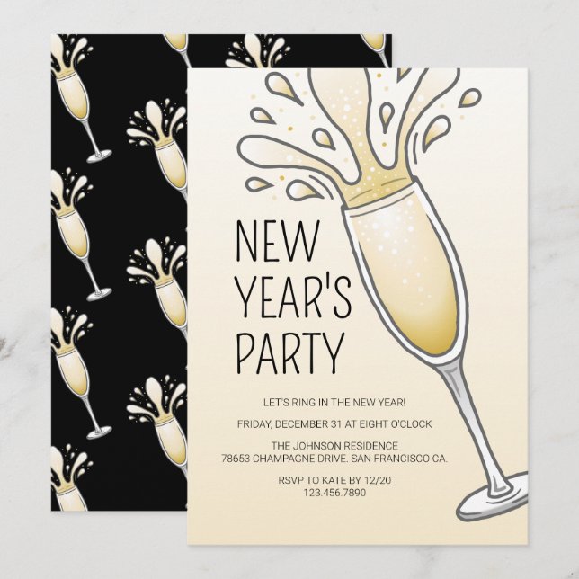 Invitation Fête du Nouvel An (Devant / Derrière)