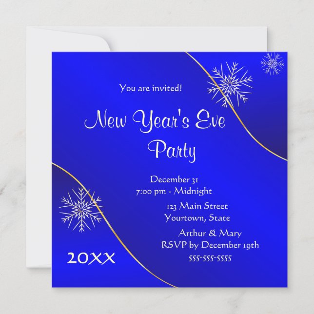 Invitation Fête du Nouvel An 2020 avec lumières bleues (Devant)
