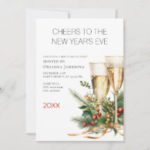 Fête du Nouvel An au Champagne à l'aquarelle 