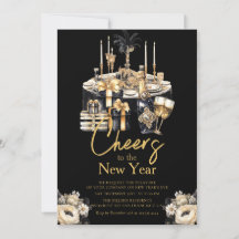 Fête du Nouvel An Champagne Gold Noir