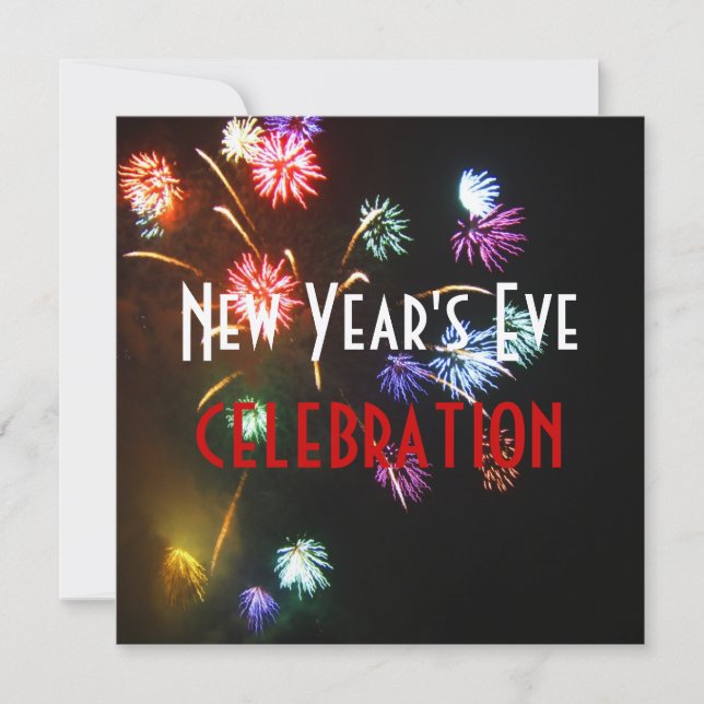 Invitation Fête du Nouvel An, feux d'artifice, bulles de cham (Devant)