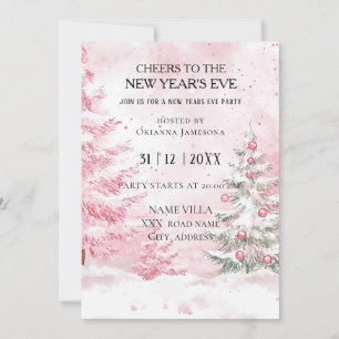 Invitation Fête du Nouvel An Rose à l'aquarelle