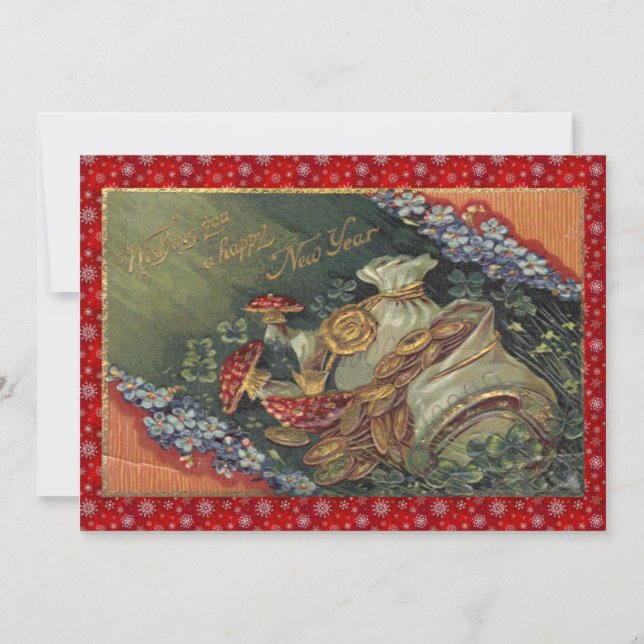 Invitation Fête du Nouvel An vintage (Devant)