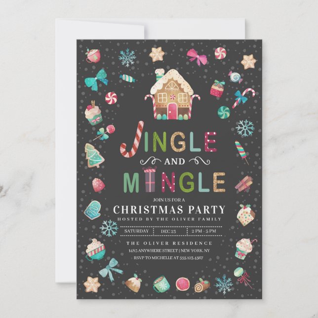 Invitation Fête du pain d'épices de Noël Jingle et Mingle (Devant)