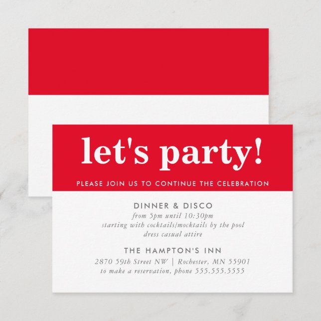 Invitation FÊTE DU PARTI INFO moderne hardi garçon rouge (Devant / Derrière)