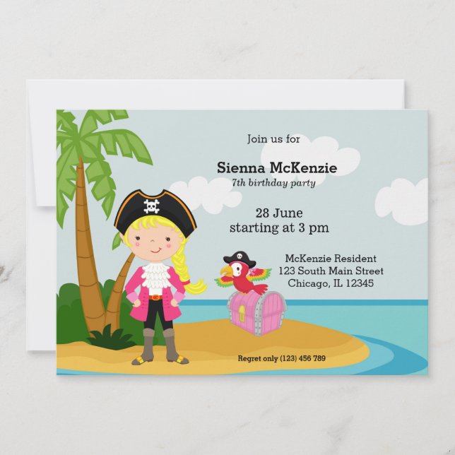 Invitation Fête du pirate (Devant)