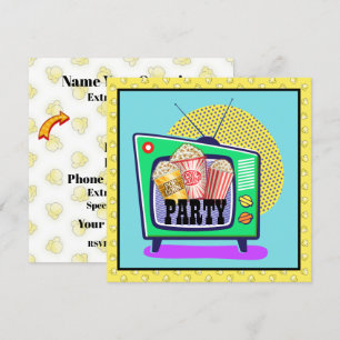 Invitation Fête du pop-corn / Soirée cinéma / Pyjama party, e