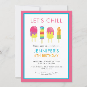 Invitation Fête du Popsicle Chill Anniversaire coloré mignon