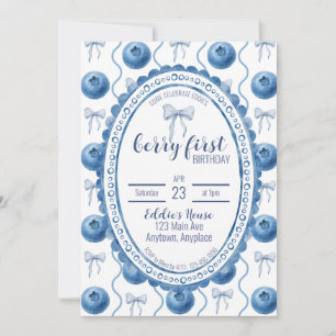 Invitation Fête du premier anniversaire de Bébé Blueberry