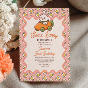 Invitation Fête du premier anniversaire de Bébé Fille Pâques 