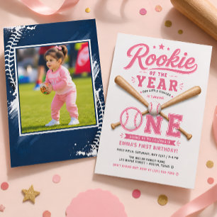 Invitation Fête du premier anniversaire de la fille au baseba