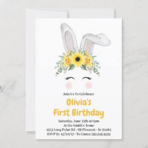 Invitation Fête du premier anniversaire de la fille tournesol
