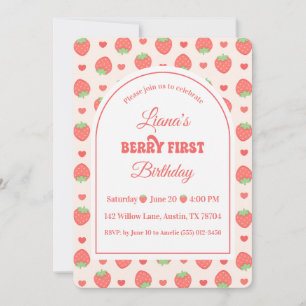 Invitation Fête du premier anniversaire de Strawberry Berry F