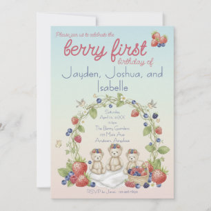 Invitation Fête du premier anniversaire de Triplets Berry