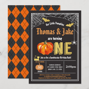 Invitation Fête du premier anniversaire des jumeaux d'Hallowe