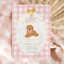 Fête du premier anniversaire du Goldendoodle rose
