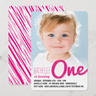 Invitation Fête du premier anniversaire d'une petite fille Ro