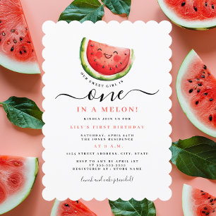 Invitation Fête du premier anniversaire Melon d'eau unique 