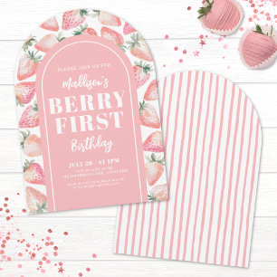 Invitation Fête du premier anniversaire Strawberry Berry