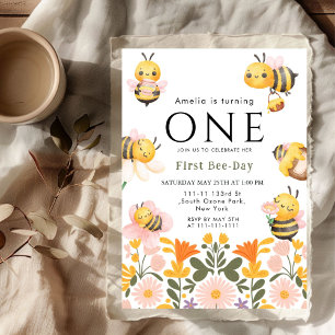 Invitation Fête du Premier Jour de l'Abeille Bohème Fleur Sau