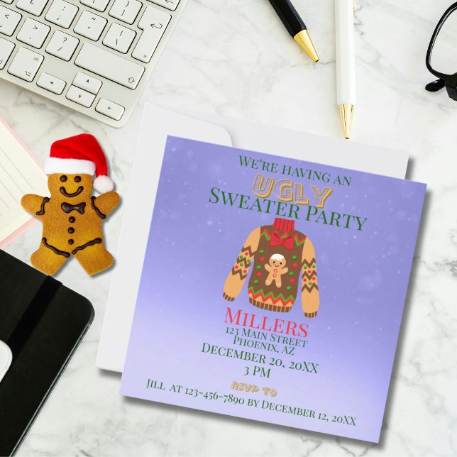 Invitation Fête du Pull de Noël Moche (Ugly Sweater Party Invitation)