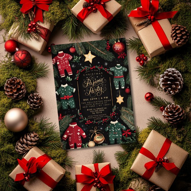 Invitation Fête du pyjama de Noël Fête des enfants (Créateur téléchargé)