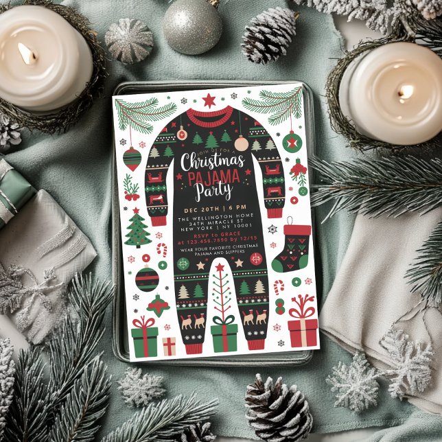 Invitation Fête du Pyjama de Noël Fête des Enfants (Créateur téléchargé)