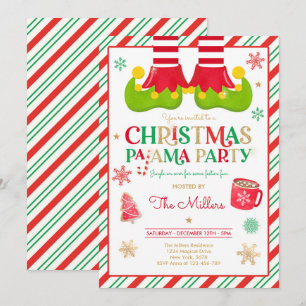 Invitation Fête du pyjama de Noël Fête du pyjama des elfes