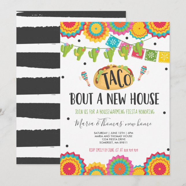 Invitation Fête du réchauffement climatique Taco 'Bout A New  (Devant / Derrière)