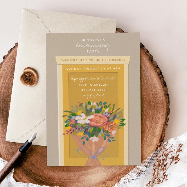 Invitation Fête du réchauffement de la maison de porte jaune  (Créateur téléchargé)