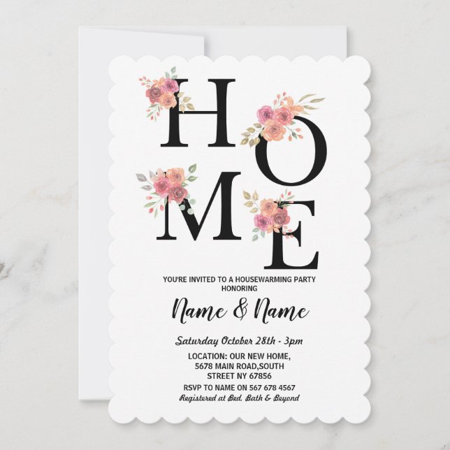 Invitation Fête du réchauffement de la maison déménager Flora (Devant)