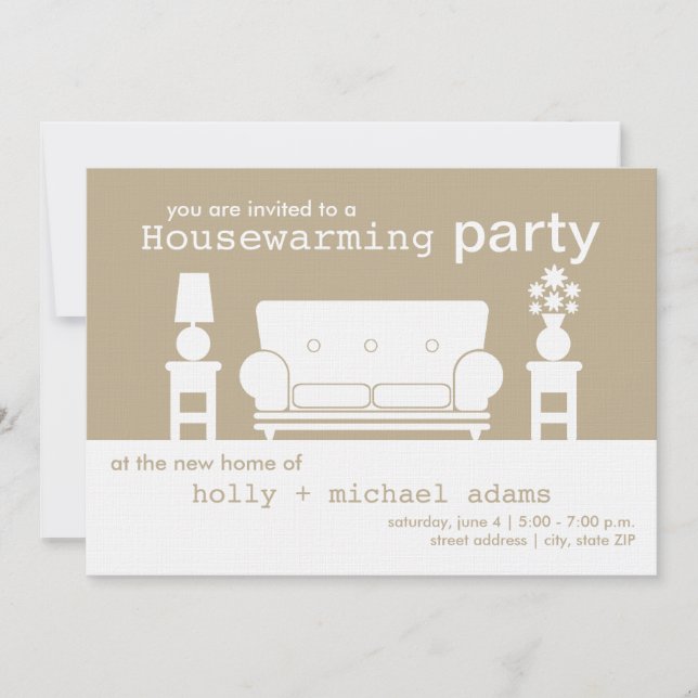 Invitation Fête du réchauffement de la maison - Salon blanc (Devant)