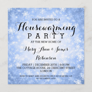 Invitation Fête du réchauffement des foyers Blue Winter Wonde