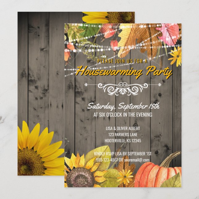 Invitation Fête du réchauffement des maisons d'automne en Rus (Devant / Derrière)