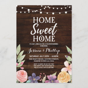 Invitation Fête du réchauffement du foyer Wood Rustic New Hom