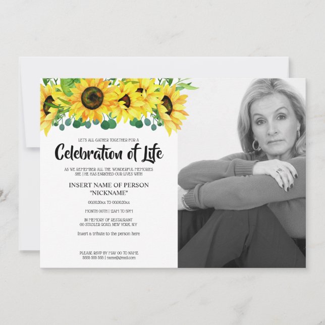 Invitation Fête du réveil du tournesol | photo BW (Devant)