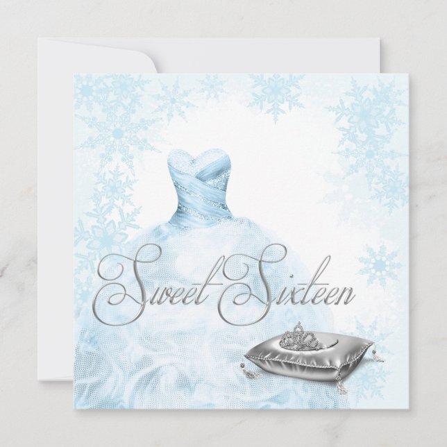 Invitation Fête du Sweet sixteen de Flamme de neige bleu hive (Devant)