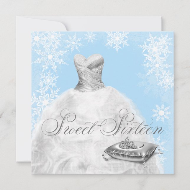 Invitation Fête du Sweet sixteen de Flamme de neige bleu hive (Devant)