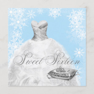 Invitation Fête du Sweet sixteen de Flamme de neige bleu hive