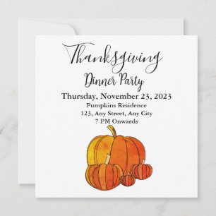 Invitation Fête du Thanksgiving citrouille