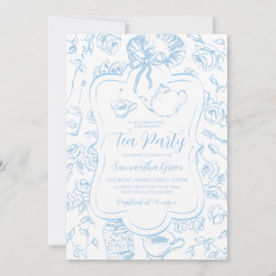 Invitation Fête du Thé Bleu Baby Shower